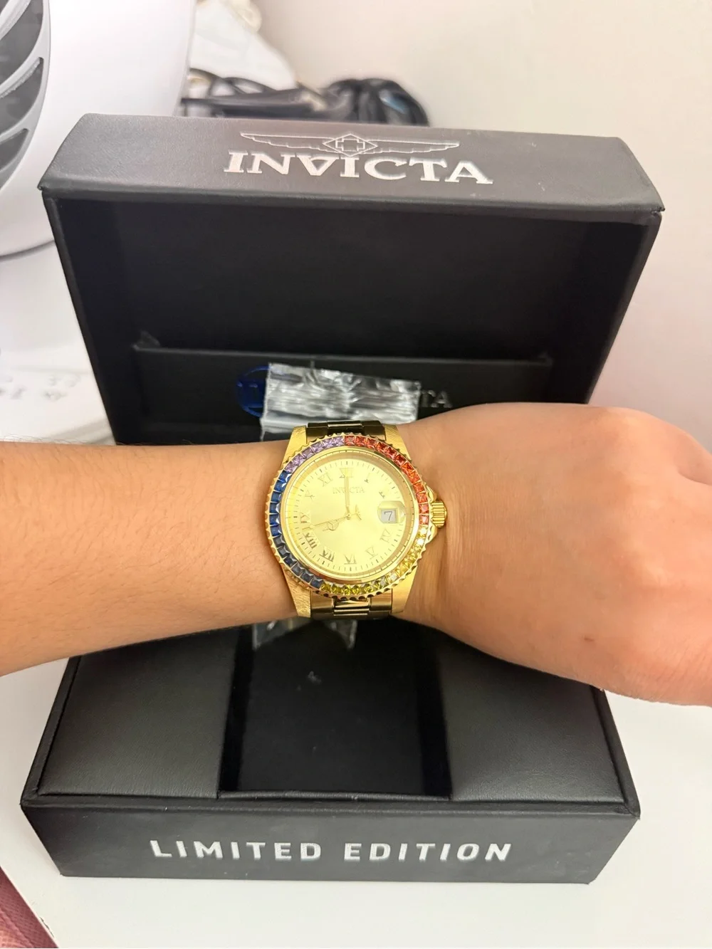 Invicta Gold Tone Rainbow Crystal Women’s Watch Limited Edition